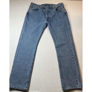 LEVI'S 501 Jeans Herren W36/L32 Straight Leg Button Fly Whiskers Faded